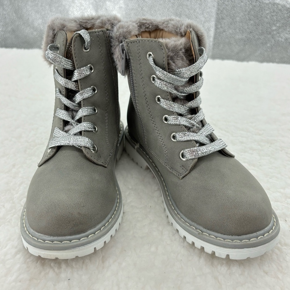 Dolce Vita Girl’s Grey Size 13 Emerald Boots with Faix Fur Trim Combat Boots